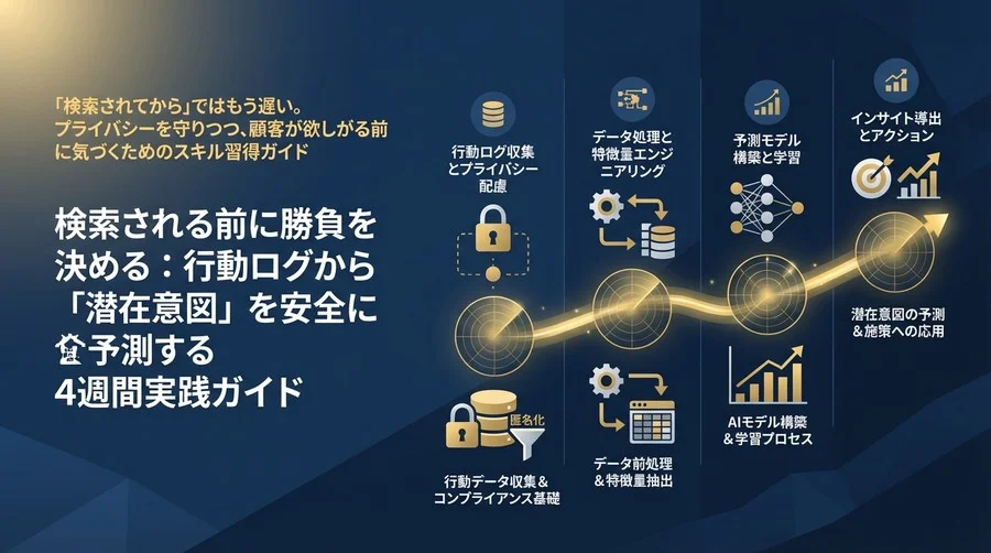 検索される前に勝負を決める：行動ログから「潜在意図」を安全に予測する4週間実践ガイド