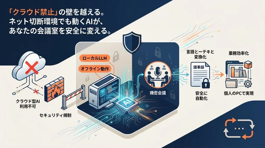 クラウド禁止でも諦めない。機密会議の議事録を「ローカルLLM」で安全に自動化する技術