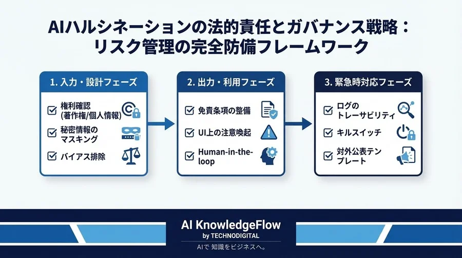 AIハルシネーションの法的責任をどう防ぐ？Few-shotプロンプトによるリスク管理とガバナンス戦略 - Conclusion Image