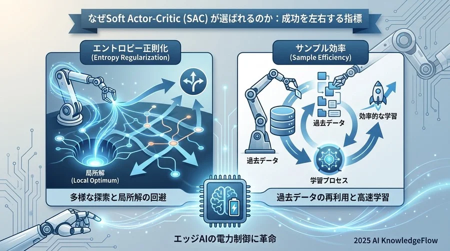 なぜSoft Actor-Critic (SAC) が選ばれるのか：成功を左右する指標 - Section Image