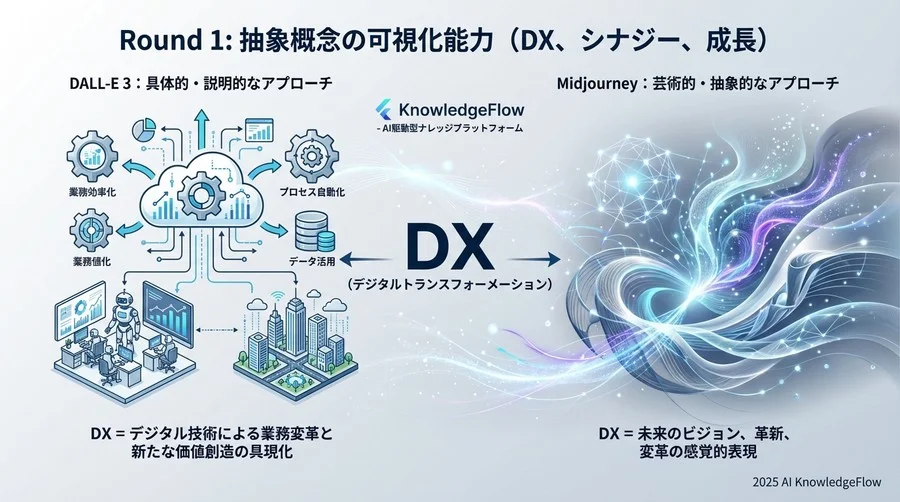 Round 1：抽象概念の可視化能力（DX、シナジー、成長） - Section Image