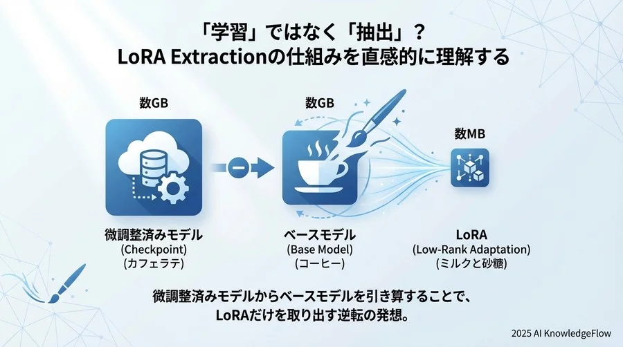 「学習」ではなく「抽出」？ LoRA Extractionの仕組みを直感的に理解する - Section Image