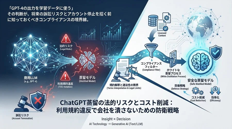 ChatGPT蒸留の法的リスクとコスト削減：利用規約違反で会社を潰さないための防衛戦略