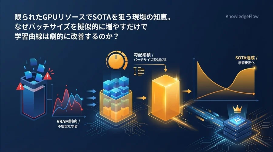 【実証】VRAM不足でも学習は安定する。勾配累積でバッチサイズを擬似拡張し、SOTAを目指す現場の最適解