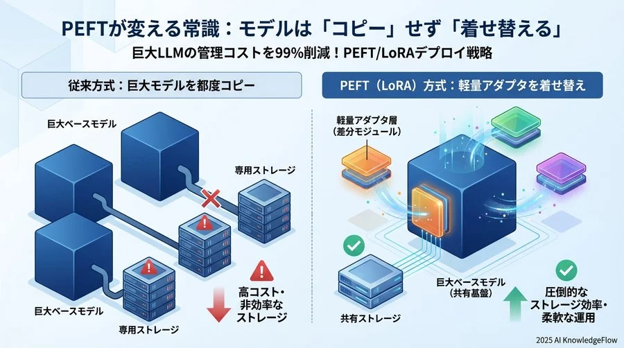 PEFTが変える常識：モデルは「コピー」せず「着せ替える」 - Section Image