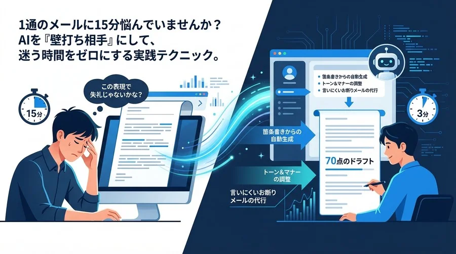 1通15分のメール作成時間を3分に短縮！AIを「壁打ち相手」にする若手社員のための実践的活用術