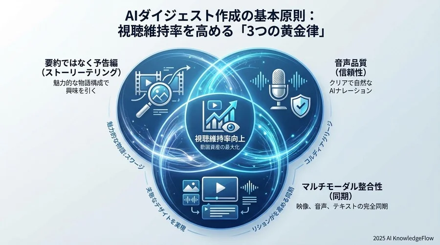 AIダイジェスト作成の基本原則：視聴維持率を高める「3つの黄金律」 - Section Image