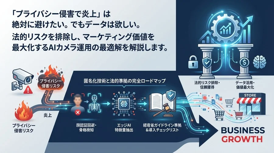 AIカメラ導入の「炎上リスク」をゼロへ。匿名化技術と法的準拠の完全ロードマップ
