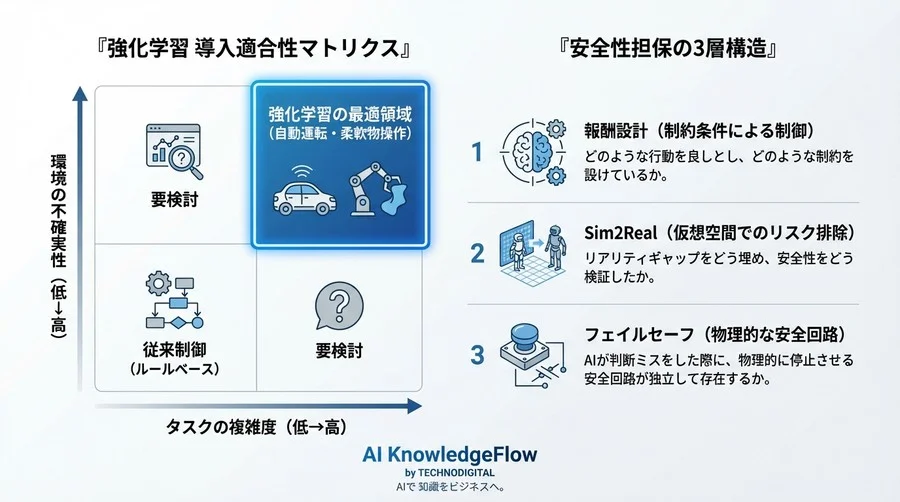 自動運転・ロボット制御における「強化学習」の安全性論理：暴走を防ぐ報酬設計とSim2Realの現実解 - Conclusion Image