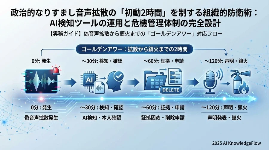 【実務ガイド】偽音声拡散から鎮火までの「ゴールデンアワー」対応フロー - Section Image