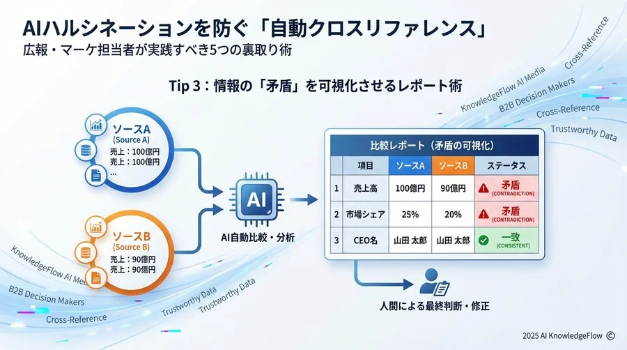 Tip 3：情報の「矛盾」を可視化させるレポート術 - Section Image