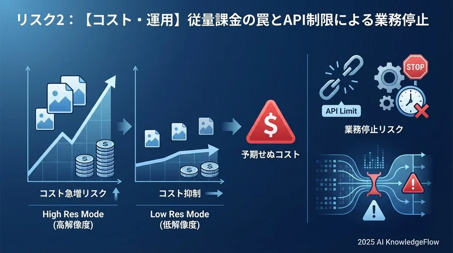 リスク2：【コスト・運用】従量課金の罠とAPI制限による業務停止 - Section Image