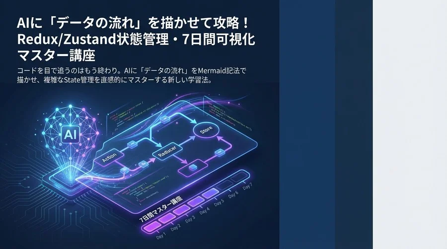 AIに「データの流れ」を描かせて攻略！Redux/Zustand状態管理・7日間可視化マスター講座
