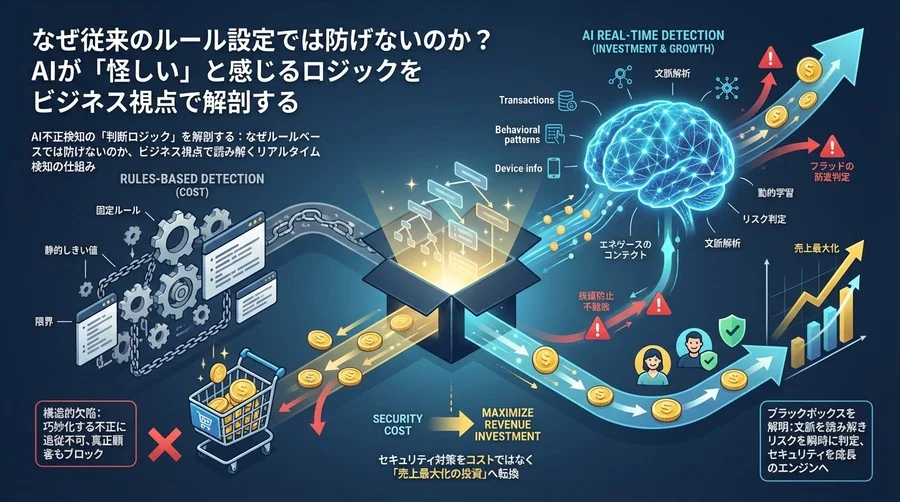 AI不正検知の「判断ロジック」を解剖する：なぜルールベースでは防げないのか、ビジネス視点で読み解くリアルタイム検知の仕組み