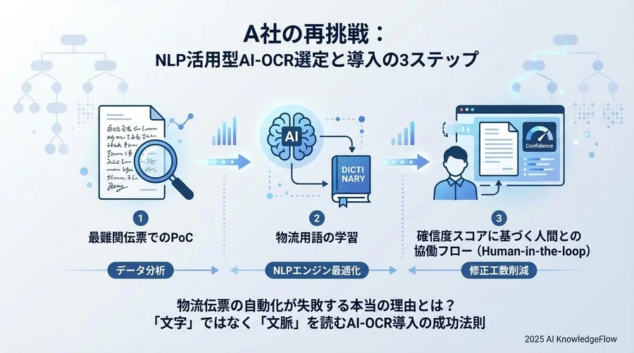現場の再挑戦：NLP活用型AI-OCR選定と導入の3ステップ - Section Image