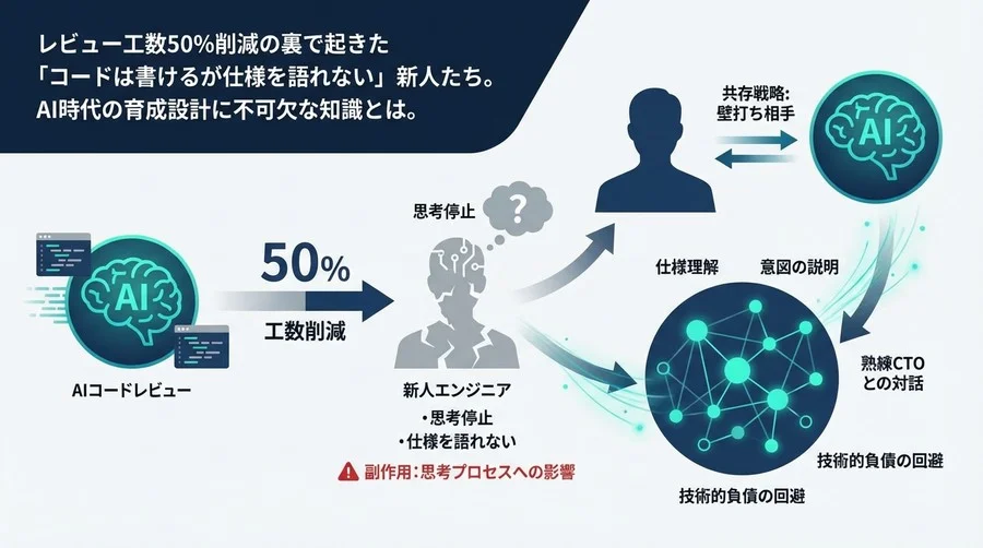 レビュー工数半減の代償は「思考停止」？AIコードレビューで新人を潰さないための共存戦略