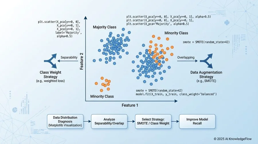 特徴量空間の分布可視化：データ拡張か重み付けか、戦略の分岐点 - Section Image