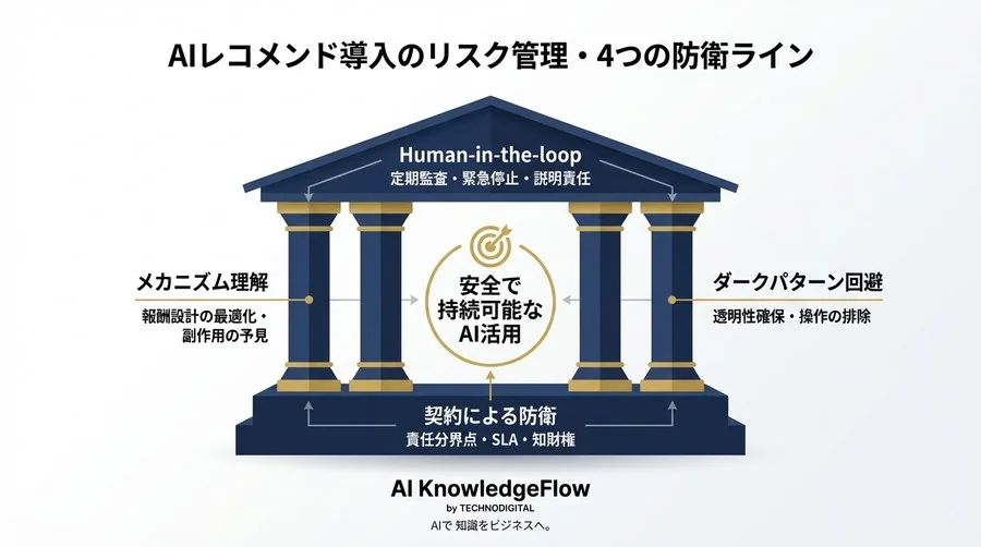 強化学習レコメンドが招く「見えない法的リスク」と契約の急所｜AI暴走を防ぐ攻守の戦略 - Conclusion Image