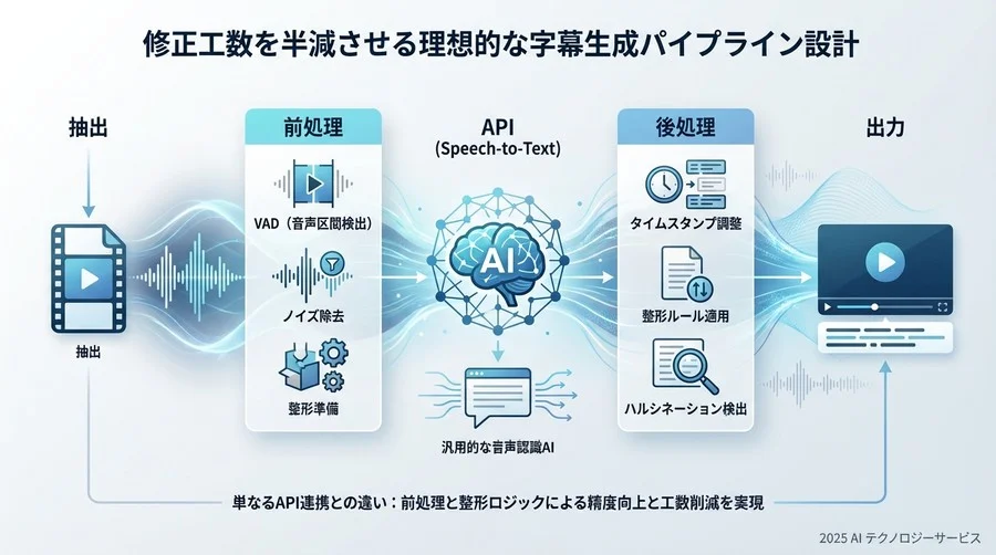 修正工数を半減させる理想的な字幕生成パイプライン設計 - Section Image
