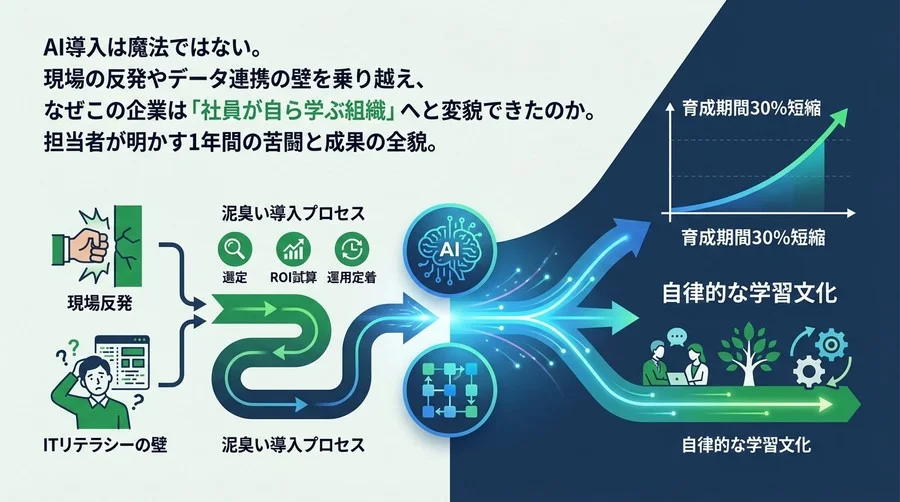 製造業の現場反発を乗り越え、AI型LMSで育成期間を30%短縮した「泥臭い」導入全記録