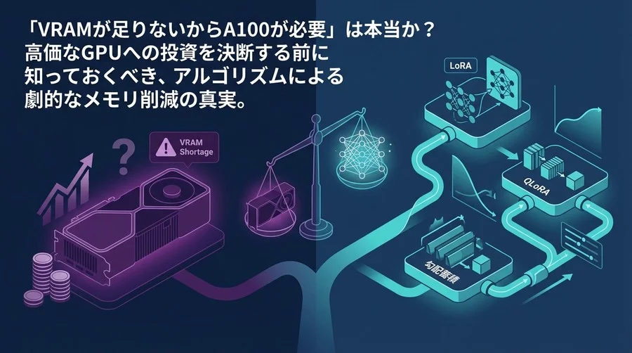 「VRAM不足＝A100購入」は早計？アルゴリズムで実現するLLM学習メモリ削減の真実