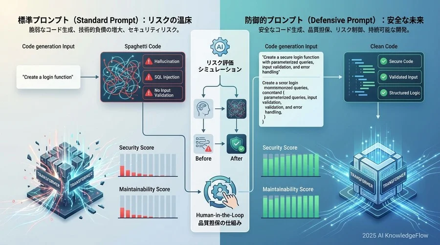 リスク評価シミュレーション：標準プロンプト vs 防御的プロンプト - Section Image