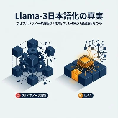 Llama-3日本語化の真実：なぜフルパラメータ更新は「危険」で、LoRAが「最適解」なのか