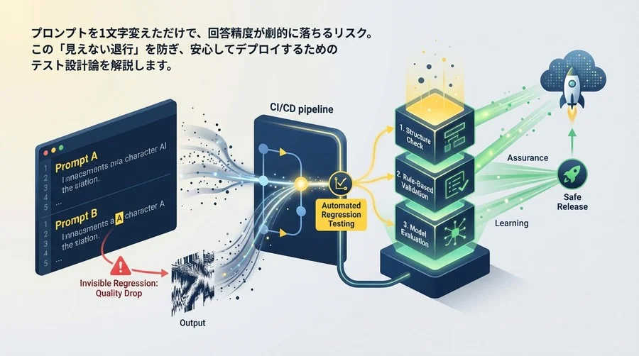 プロンプト修正による劣化を防ぐ。CI/CDに組み込む自動回帰テストと3層の品質評価設計論