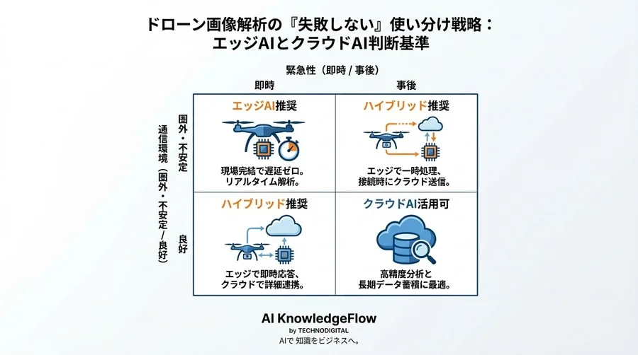 ドローン画像解析の「失敗しない」使い分け戦略：エッジAIとクラウドAIで現場のリスクをゼロにする - Conclusion Image