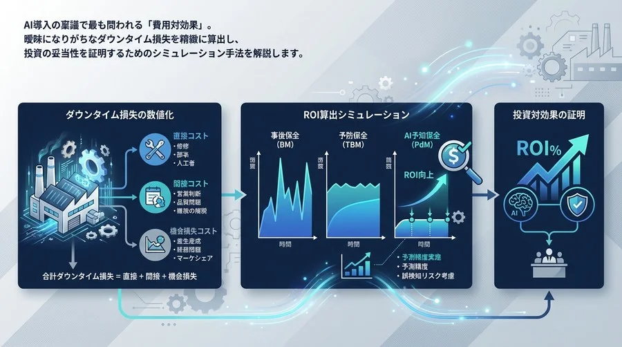 AI予知保全の投資対効果を証明する：ダウンタイム損失の数値化とROI算出シミュレーション