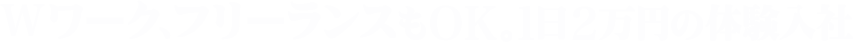 Wワーク、フリーランスもOK。1日2万円の体験入社